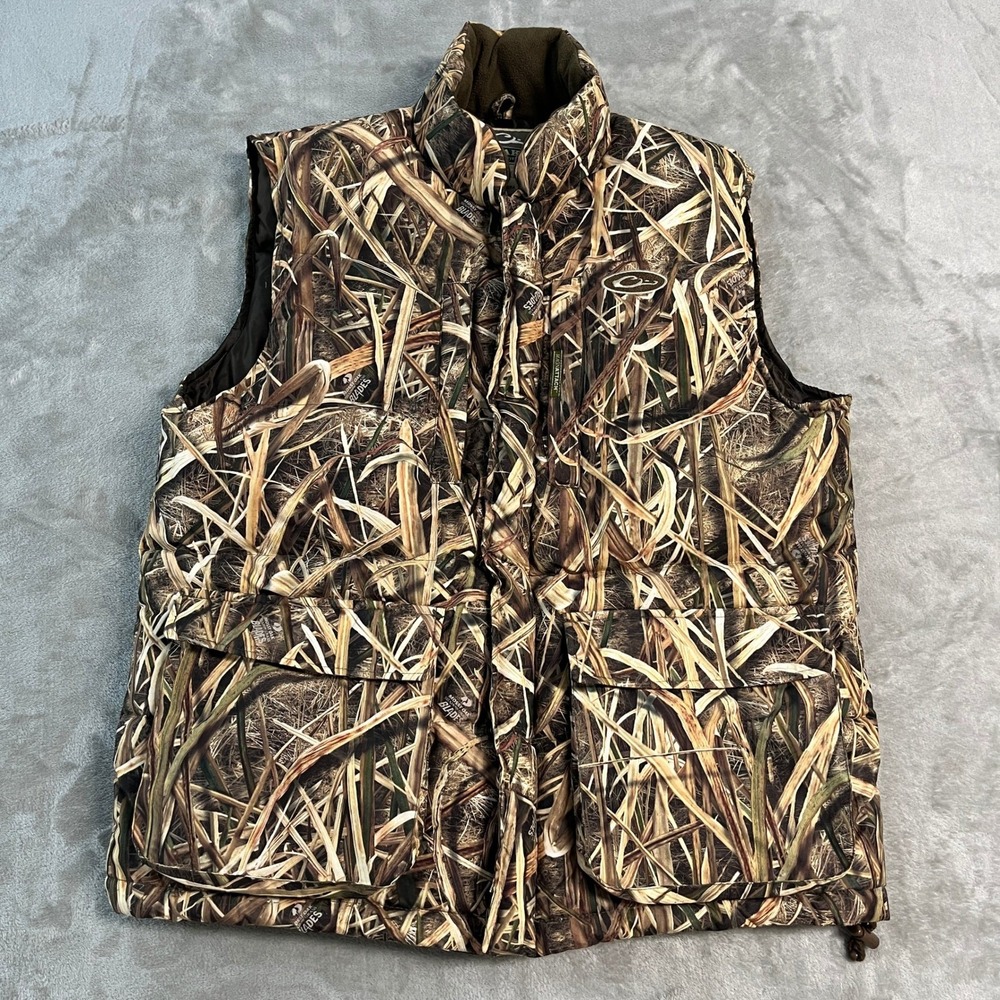 Drake Waterfowl Systems Mossy Oak Camo Down Vest Mens Small Shadow Grass Warm